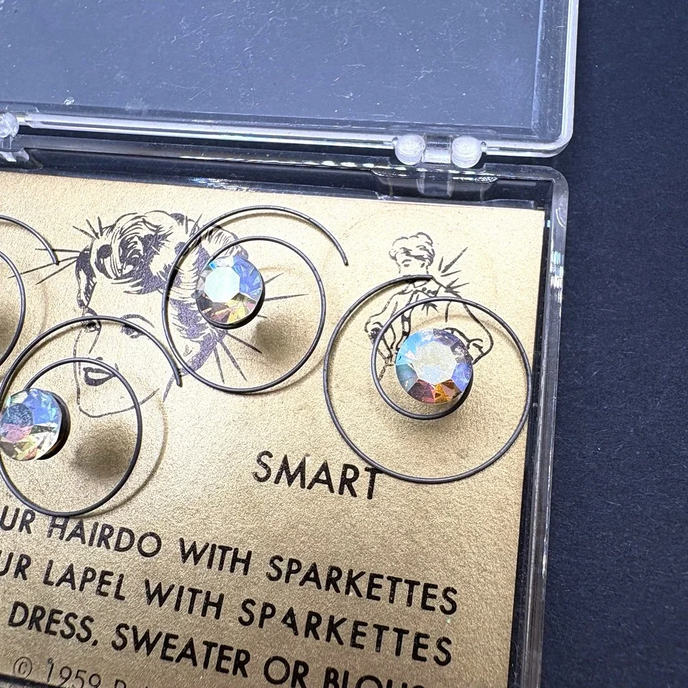 Vintage Sparkettes Aurora Borealis Rhinestones Hair Accessory Clothes Accent 50s